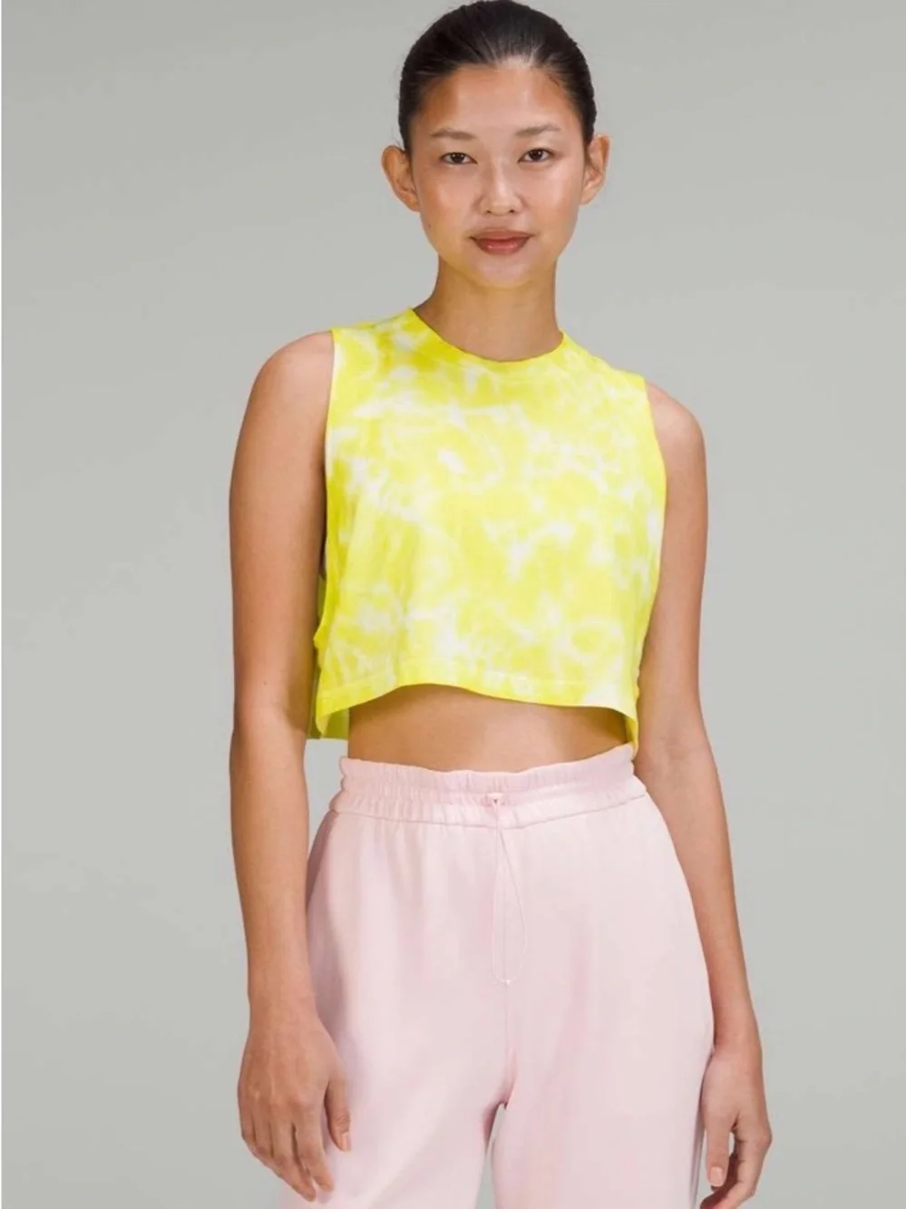 lululemon athletica Yellow Tie-Dye Cropped Muscle Tank